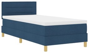 Box Spring Ágy Matrával &amp; LED Kék 90x190 cm Szövet