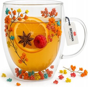 Thermo Kávés Pohár Latte Tea Virágok Dupla Aljú 350 ml