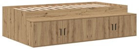 Ágykeret tárolóval tárolóval kézműves tölgy 80 x 200 cm Faanyag