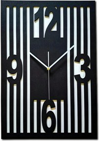 Nagy,modern Falióra, Loft ,lamellák, Téglalap, Fa, Fekete