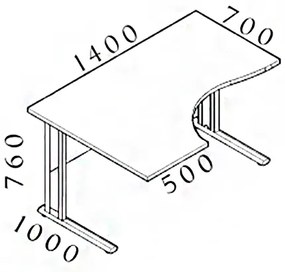 Visio ergonomikus asztal 140 x 100 cm, bal, bükkfa