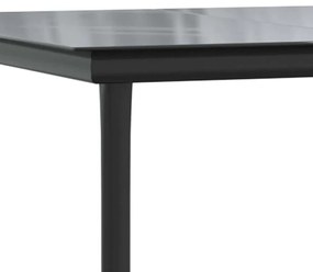 7 részes fekete polyrattan üveg kerti étkezőgarnitúra párnákkal