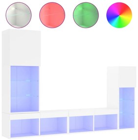 vidaXL 4 darab fehér szerelt fa fali TV-bútor LED-del