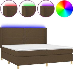 vidaXL barna szövet rugós és LED-es ágy matraccal 200x200 cm