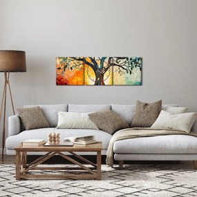 Kép – Mozaik – nap és fa I. (órával) (90x30 cm)