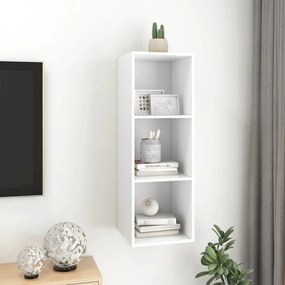 fehér szerelt fa falra szerelhető TV-szekrény 37 x 37 x 107 cm