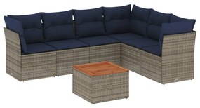 7 részes szürke polyrattan kerti ülőgarnitúra párnákkal