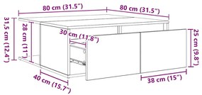 Dohányzóasztal with Drawer Musta tammi 80 x 80 x 31 cm Faanyag