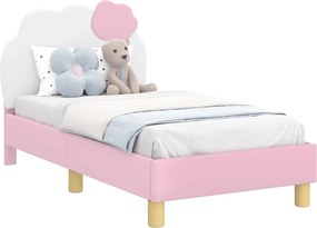 vidaXL Gyerekágy keret fejtámlával Rózsaszín 70 x 140 cm PU