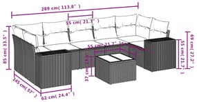 8 részes barna polyrattan kerti ülőgarnitúra párnákkal