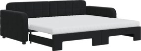 vidaXL fekete kihúzható bársony heverő matraccal 90 x 200 cm