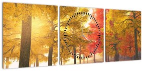 Őszi fák képe (órával) (90x30 cm)