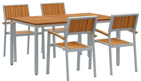 vidaXL Kert étkező szett 5 pcs Szürke Tömör Akácfa