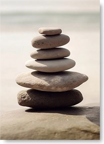 Zen kövek poszter B1 100x70cm bézs nyugodt kép minimalizmus Spa #381