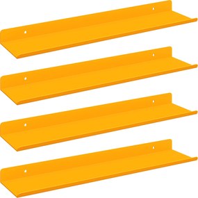 vidaXL Lebegő polc 4 pcs Mustár sárga 40 x 9 x 2,5 cm Acél