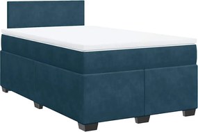 vidaXL sötétkék bársony rugós ágy matraccal 120 x 200 cm