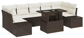 vidaXL Kerti Kanapé Szett párnával 8 pcs Barna és Krém