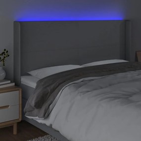világosszürke szövet LED-es fejtámla 203x16x118/128 cm