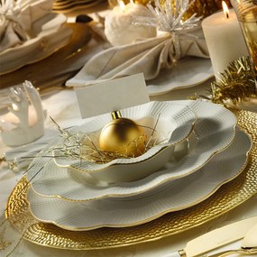 24 részes porcelán étkészlet krém-arany
