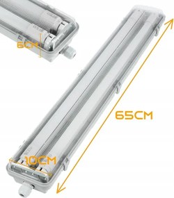 LED műszaki fénycsöves lámpatest T8 2xG13/10W/230V 6000K 60 cm IP65 fehér