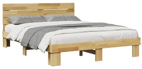ágykeret fejtámlával matrac nélkül 135x190 cm tömör fa tölgyfa