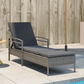 vidaXL szürke polyrattan napozóágy párnával 63x200x81 cm