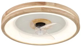 Globo 03650 Mennyezeti ventilátor fém fehér, fa, műanyag fehér/átlátszó, szabályozható, fali kapcsolóval több fokozatban, memória, időzítő, távirányító, 15m², ø:500mm H: 25mm, LED 30W 230V, 300-2250lm, CCT 2700K-6500K