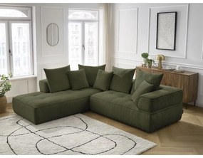 Zöld zsenília sarokkanapé (bal oldali-L alakú) Whesley – Bobochic Paris