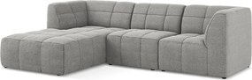 Szürke buklé sarokkanapé (bal oldali-heverő résszel) Aloha – Makamii