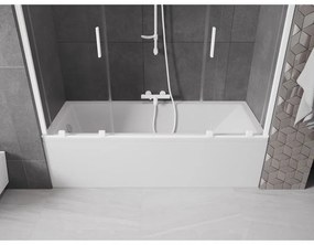 Mexen Velar Duo, 2 szárnyas eltolható kádparaván 180 x 150 cm, 8mm átlátszó üveg, fehér profil, 896-180-000-02-20