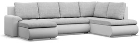 Tokio U sarokkanapé, 3 ágyneműtartóval, fonott + műbőr, jobboldali, szürke - fehér