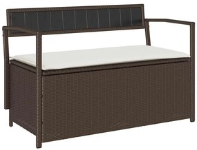 barna polyrattan kerti tárolópad párnával