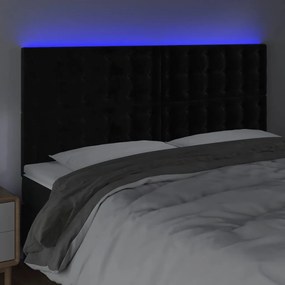 fekete bársony LED-es fejtámla 160x5x118/128 cm