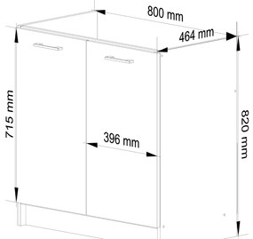 Alsó konyhaszekrény mosogatótálcához Organo S80 (fehér + grafit). 1117539