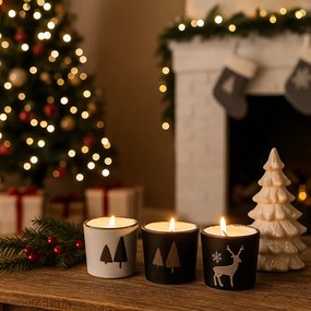 Karácsonyi gyertya kerámia tartóban SNOWLIGHT 6 cm - több változatban