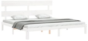 fehér tömör fa ágykeret fejtámlával Super King Size