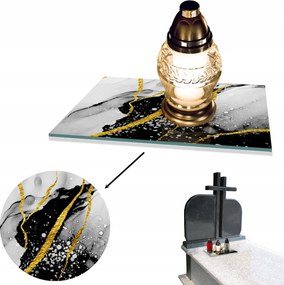 Mécsestartó edzett üveg nyomott mintával 40x30cm Temető