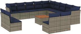 vidaXL 14 részes szürke polyrattan kerti ülőgarnitúra párnákkal