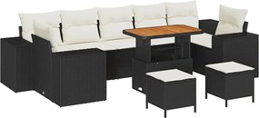 vidaXL Kerti Kanapé Szett 10 pcs Fekete polirattan