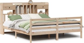 vidaXL tömör fenyőfa könyvespolcos ágy matrac nélkül 180 x 200 cm