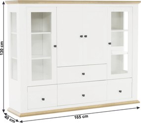 Vitrin MZ6, fehér/grand tölgy, LEON