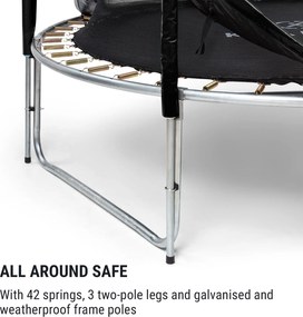 KLARFIT Jumpstarter, trambulin, 2,5 m Ø, háló 120 kg max., 195 cm Ø ugrófelület