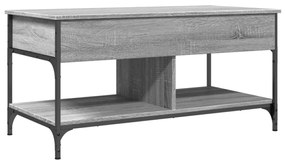 szürke sonoma szerelt fa és fém dohányzóasztal 100 x 50 x 50 cm