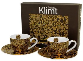 Porceláncsésze+alj, 110ml, 2 személyes, dobozban, Klimt: Életfa