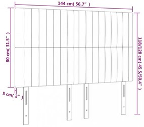 tópszínű szövet LED-es fejtámla 144x5x118/128 cm