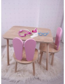 Gyerekasztal székekkel Bunny One Chair Set - Pink, Brown