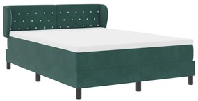 Boxspring Ágy Mattal Sötét Zöld 140x190 cm Bársony
