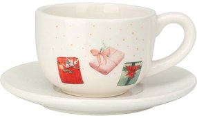 Karácsonyi ajándékok karácsonyi porcelán csésze csészealjjal , 250 ml
