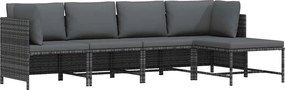 vidaXL 4 részes szürke polyrattan kerti ülőgarnitúra párnákkal