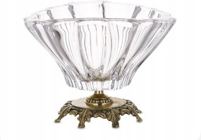 Luxus Patera tál Bohemia kristályüvegből sárgaréz alapon